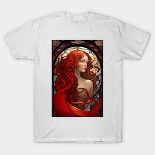 The Red Mermaid - Art Nouveau T-Shirt